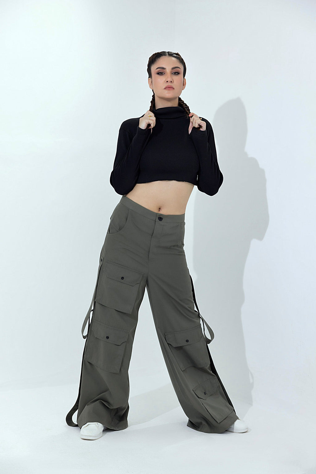 Women's green cargo pants.