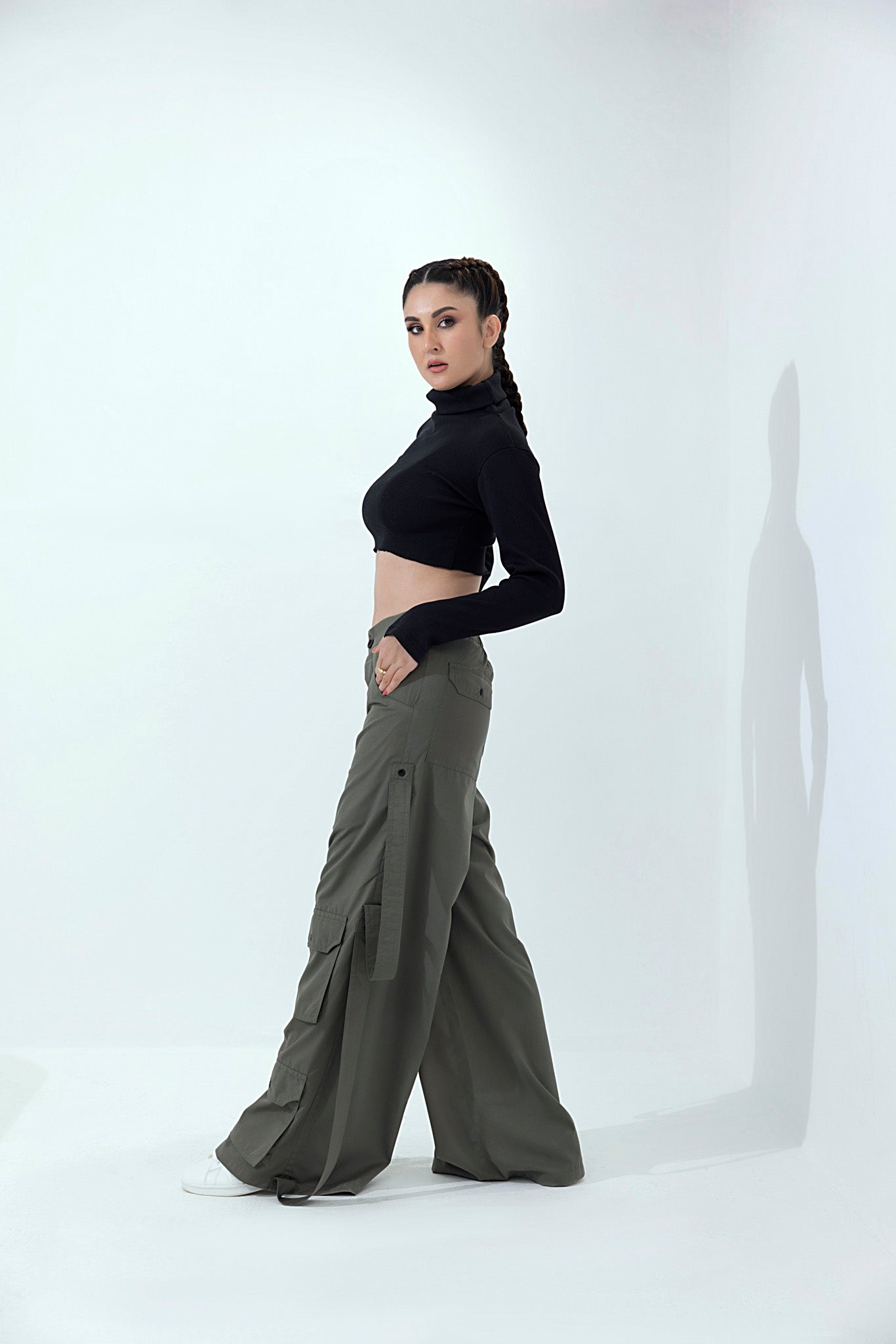 Women's green cargo pants.