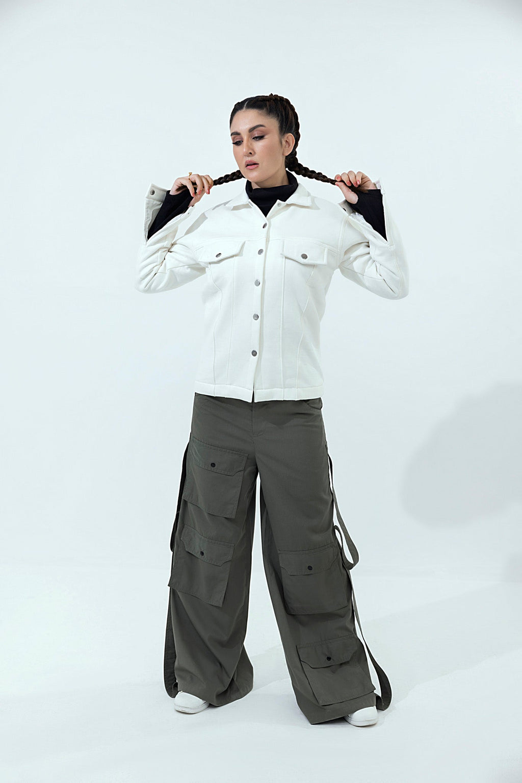 Women's green cargo pants.