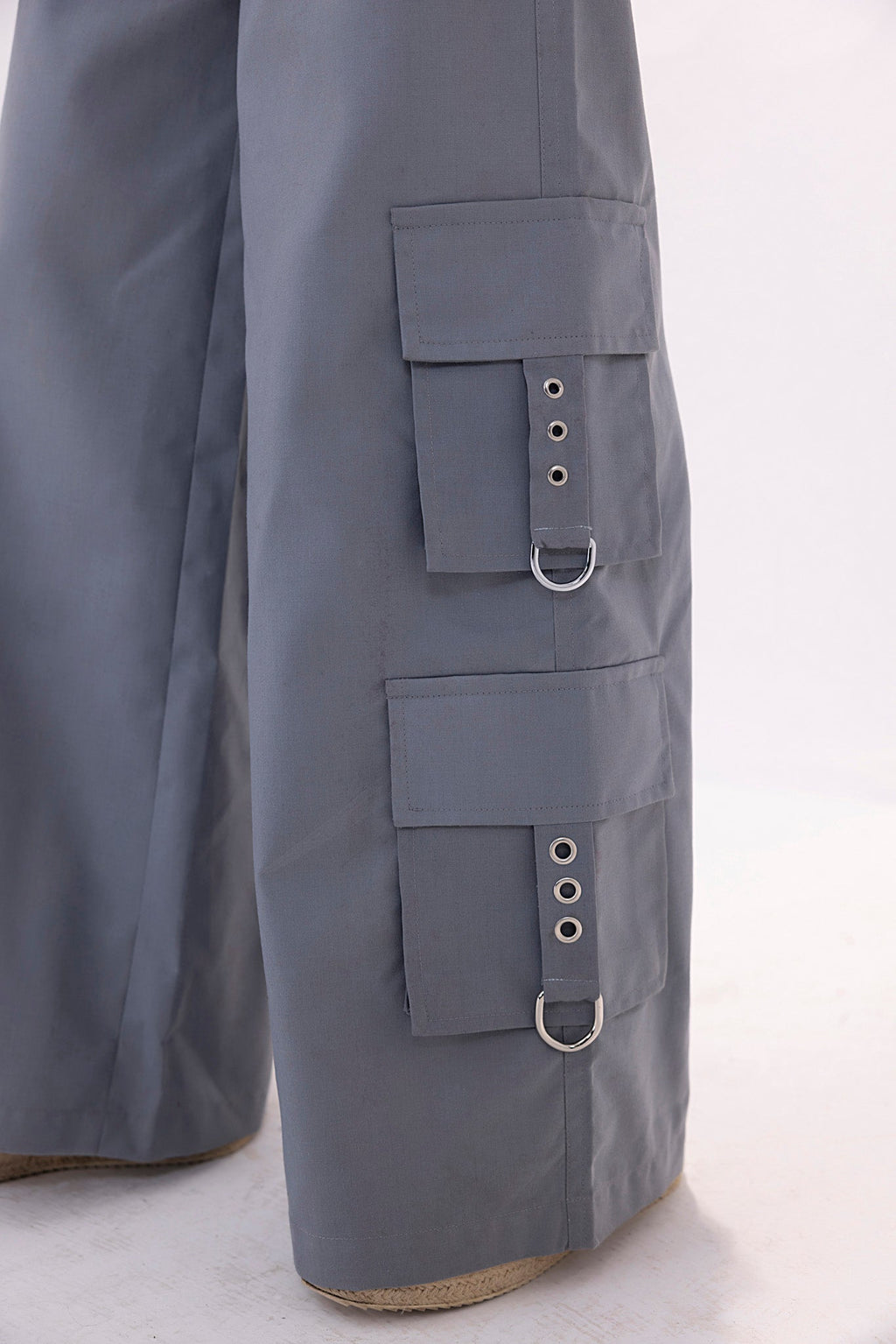 Women's fancy grey cargo pants.