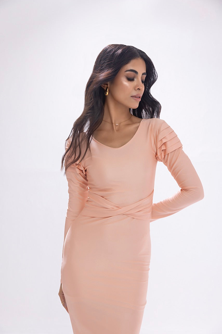 Women's lycra peach bodycon. 