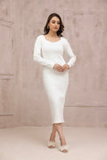 Women's rib white diamond neck bodycon. 
