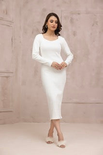 Women's rib white diamond neck bodycon. 