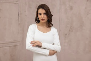 Women's rib white diamond neck bodycon. 
