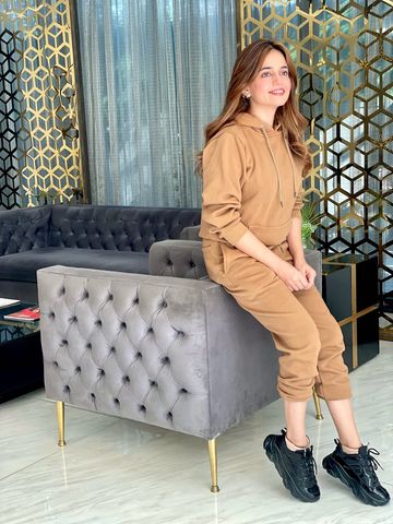 Women's brown tracksuit.