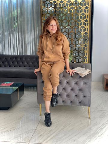 Women's brown tracksuit.