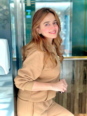 Women's brown tracksuit.