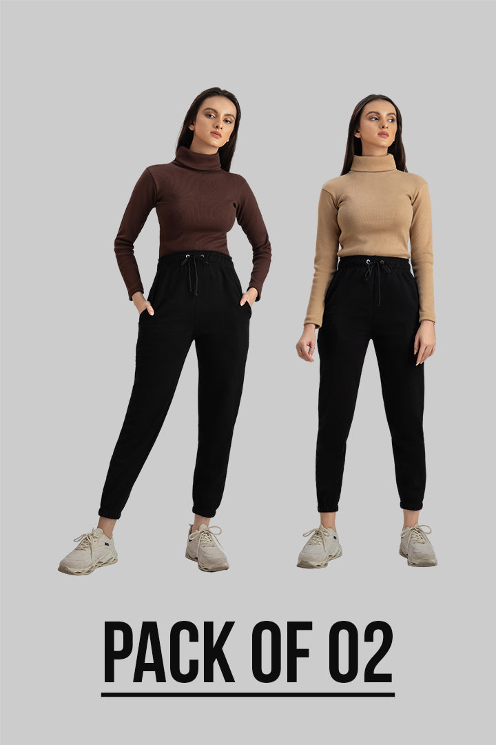 Women's rib highneck pack of 2.