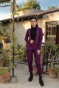 Women's purple fleece coat style tracksuit.