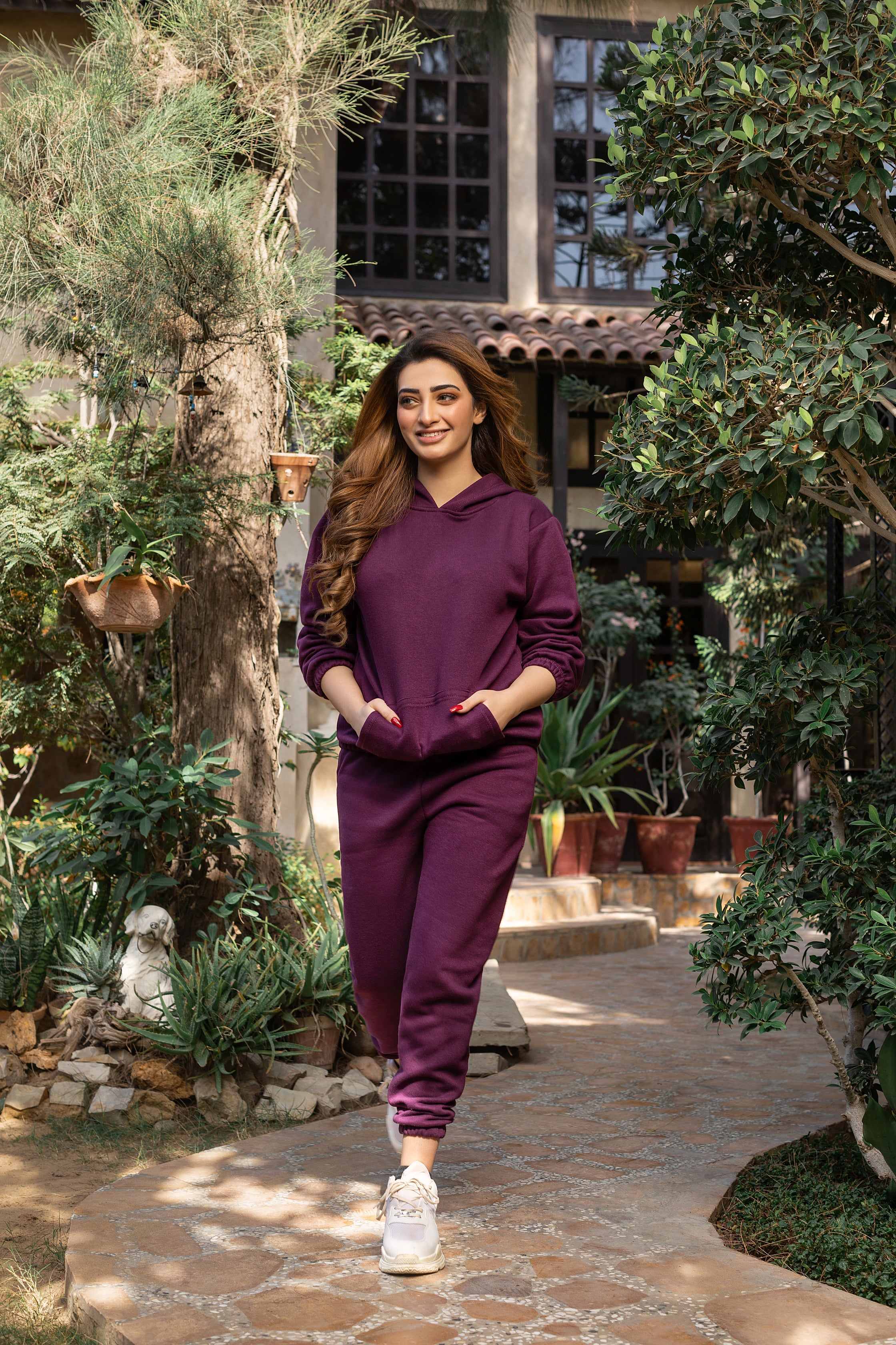 Women's purple tracksuit.