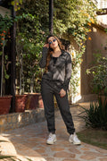 Women's fleece charcoal grey coat style tracksuit.