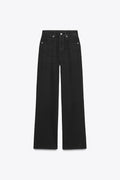 High Waist Wide Leg Straight Fit black washed