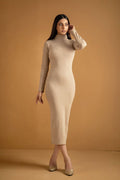Women's rib skin highneck bodycon. 