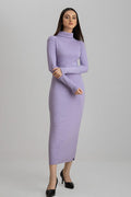 Women's rib lavender highneck bodycon. 