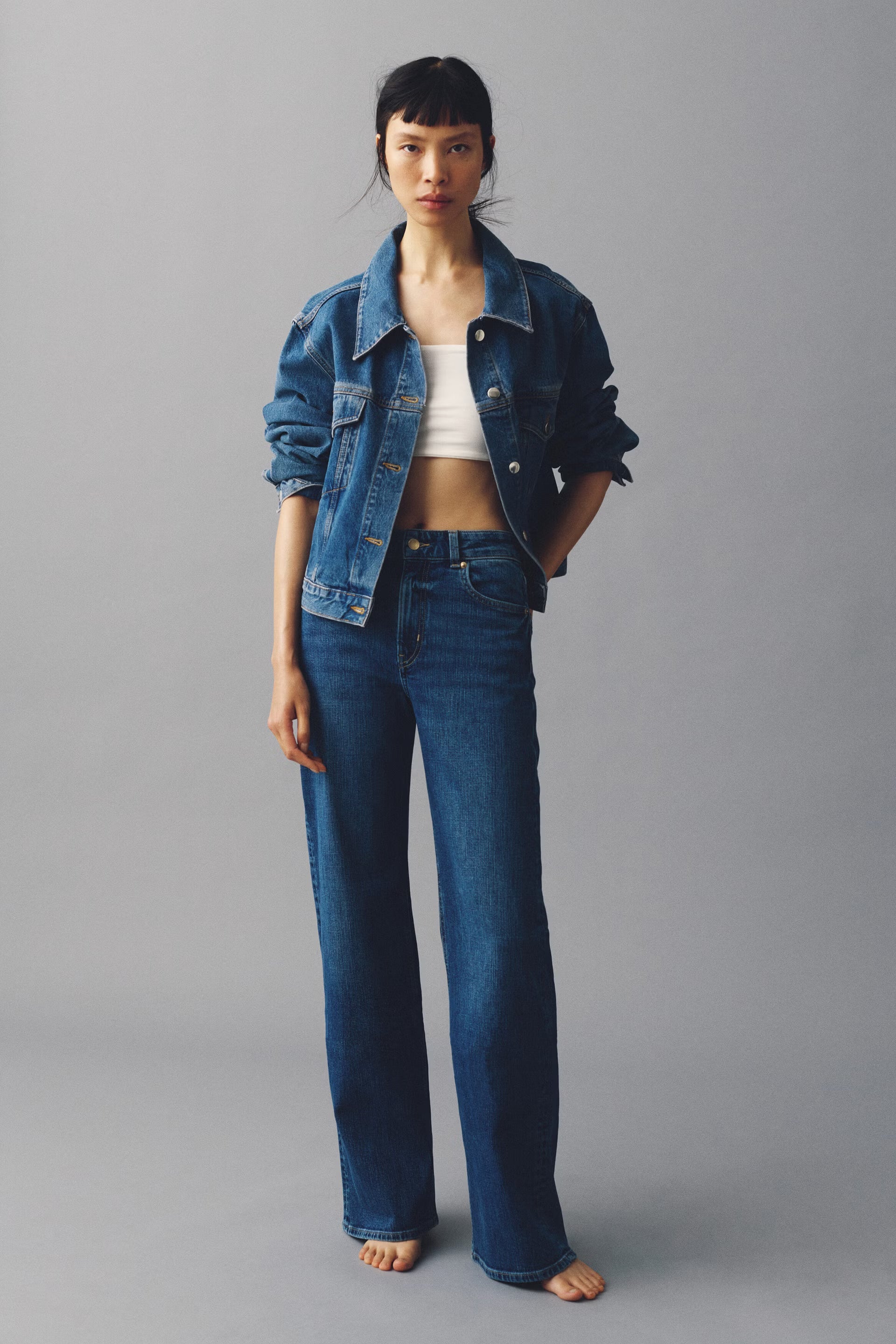 Straight Leg High Rise Mid Blue