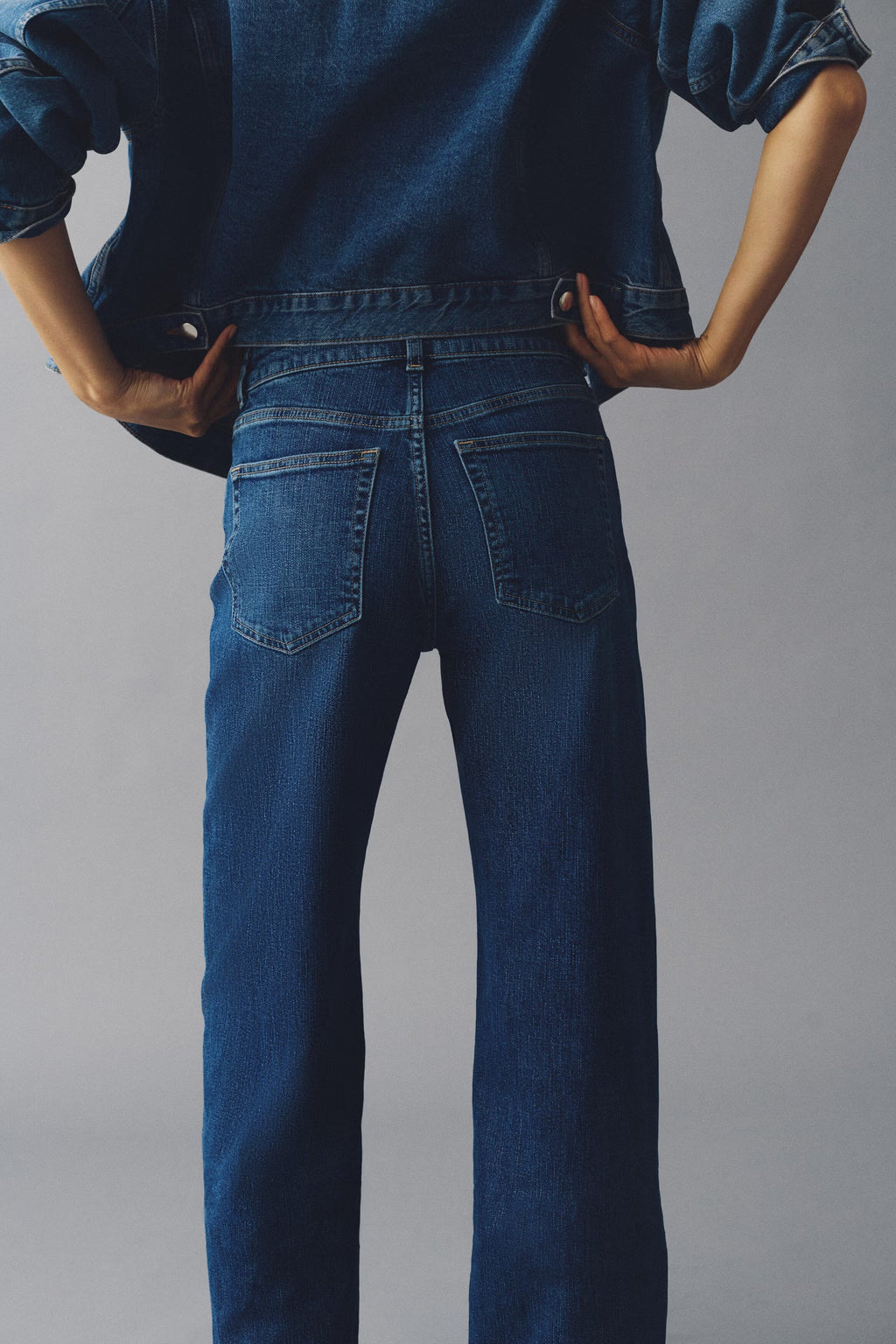 Straight Leg High Rise Mid Blue