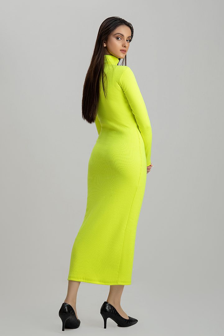 Women's rib neon highneck bodycon. 