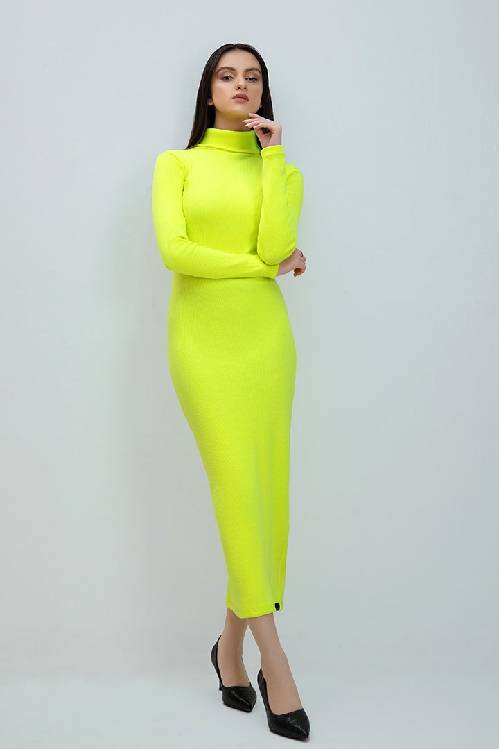 Women's rib neon highneck bodycon. 