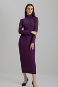 Women's rib purple highneck bodycon. 