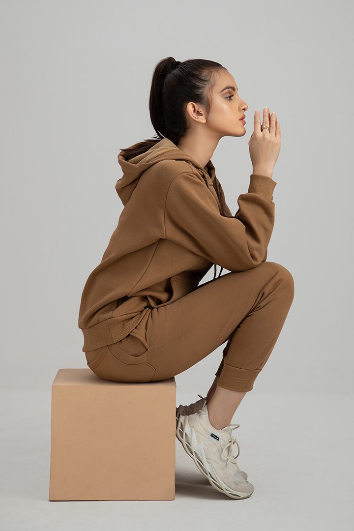 Women's brown tracksuit.